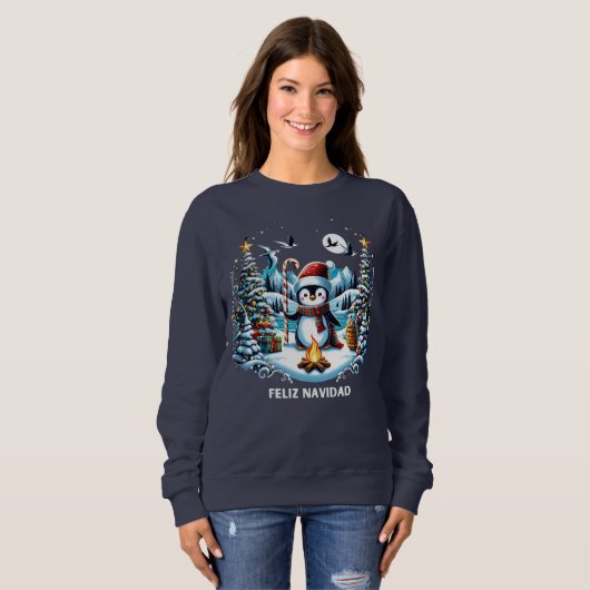 Niedliches Pinguin Winter Sweatshirt (Vorne ganz)