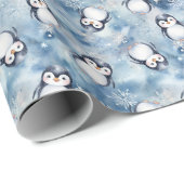 Niedliches Pinguin Winter Wrapping Paper Geschenkpapier (Rolleneckpunkt)