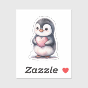 Niedliches Pinguinherz Aufkleber
