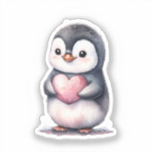 Niedliches Pinguinherz Aufkleber (Vorderseite)