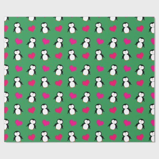 Niedliches Pinguinherzenmuster Geschenkpapier (Flach)