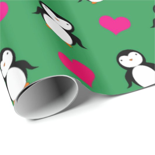 Niedliches Pinguinherzenmuster Geschenkpapier (Rolleneckpunkt)