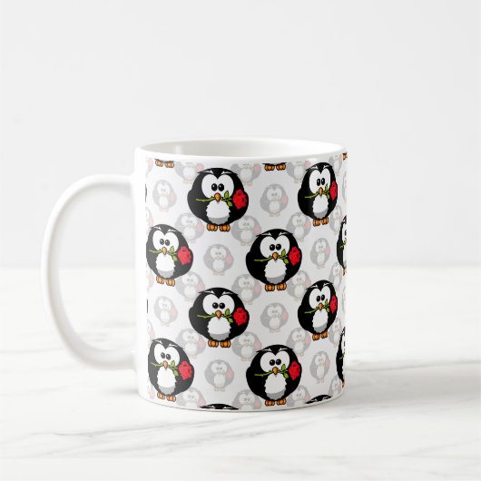 Niedliches Pinguinoberflächen-Muster drucken Kaffeetasse (Links)