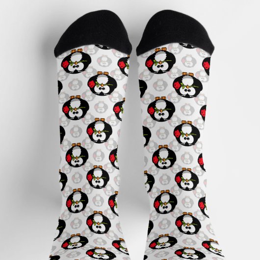 Niedliches Pinguinoberflächen-Muster drucken Socken (Oben)