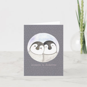 Niedliches Pinguinpaar lächelnd Jubiläum Valentine Karte