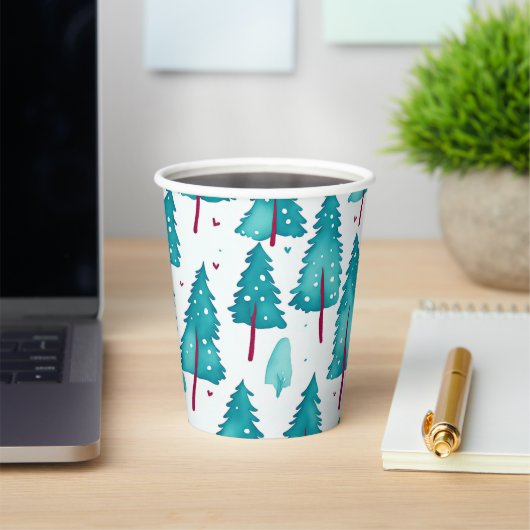 Niedliches Pinienwald Aquarellmuster Pappbecher (InSitu)
