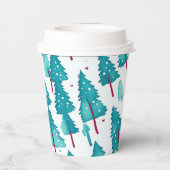 Niedliches Pinienwald Aquarellmuster Pappbecher (Rückseite)