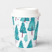 Niedliches Pinienwald Aquarellmuster Pappbecher (Vorderseite)
