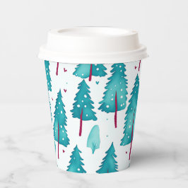 Niedliches Pinienwald Aquarellmuster Pappbecher