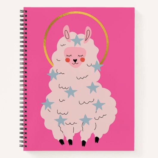 Niedliches Pink Alpaca Notebook Notizblock (Vorderseite)