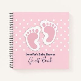 Niedliches Pink Baby Girl Footprints Gästebuch Notizblock