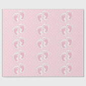 Niedliches Pink Baby Girl Footprints Muster Geschenkpapier (Flach)