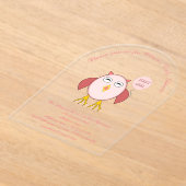 Niedliches Pink Baby Girl Owl Custom Baby Dusche Acryleinladungen (Ablage )