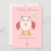 Niedliches Pink Baby Girl Owl Custom Baby Dusche Magneteinladung (Vorderseite)