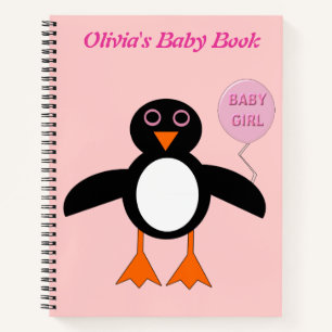 Niedliches Pink Baby Girl Penguin Custom Spiral No Notizbuch