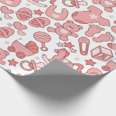 Niedliches Pink Baby Item Muster Geschenkpapier (Ecke)