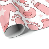 Niedliches Pink Baby Item Muster Geschenkpapier (Rolleneckpunkt)