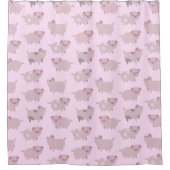 Niedliches Pink Baby Pantoletten Muster & Dots Duschvorhang (Vorderseite)