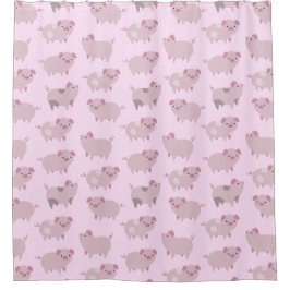 Niedliches Pink Baby Pantoletten Muster & Dots Duschvorhang