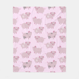 Niedliches Pink Baby Pantoletten Muster & Dots Fleecedecke