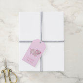 Niedliches Pink Baby Pantoletten Muster & Dots Geschenkanhänger (Mit Garn)