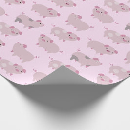 Niedliches Pink Baby Pantoletten Muster & Dots Geschenkpapier