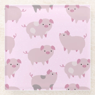 Niedliches Pink Baby Pantoletten Muster & Dots Glasuntersetzer