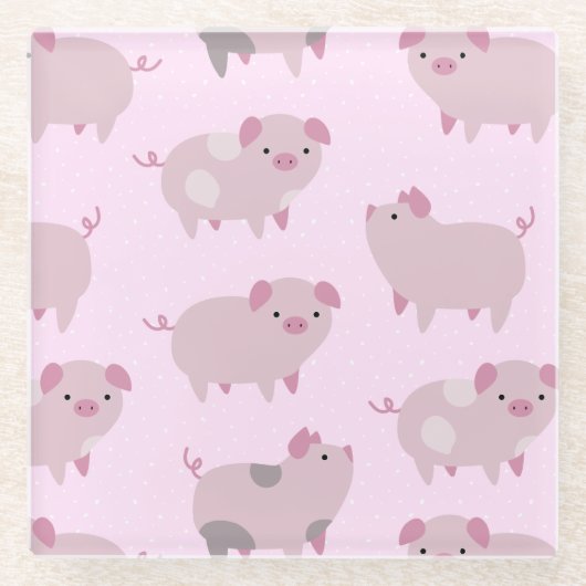 Niedliches Pink Baby Pantoletten Muster & Dots Glasuntersetzer (Vorderseite)