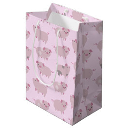 Niedliches Pink Baby Pantoletten Muster & Dots Mittlere Geschenktüte