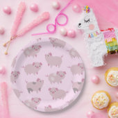 Niedliches Pink Baby Pantoletten Muster & Dots Pappteller (Party)