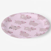 Niedliches Pink Baby Pantoletten Muster & Dots Pappteller (Schrägansicht)