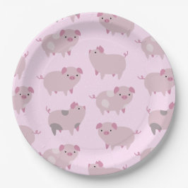 Niedliches Pink Baby Pantoletten Muster & Dots Pappteller