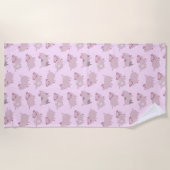 Niedliches Pink Baby Pantoletten Muster & Dots Strandtuch (Vorderseite)