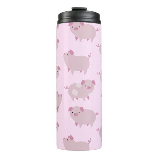 Niedliches Pink Baby Pantoletten Muster & Dots Thermosbecher (Vorderseite)