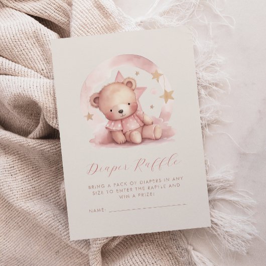 Niedliches Pink Bear Baby Duschkabine Windelwanne Begleitkarte