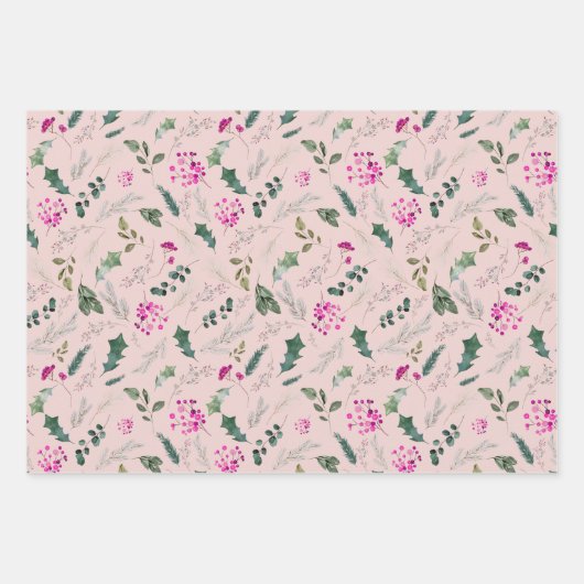 Niedliches Pink Berries-Geschenk Geschenkpapier Set (Vorderseite 3)