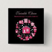 Niedliches Pink Black Supplements Reinigungsservic Button (Vorderseite)
