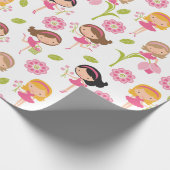 Niedliches Pink Blume Girls Wrapping Paper Geschenkpapier (Ecke)