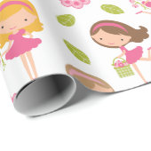 Niedliches Pink Blume Girls Wrapping Paper Geschenkpapier (Rolleneckpunkt)