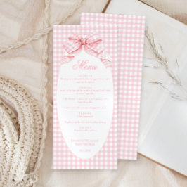 Niedliches Pink Bow Coquette Baby Girl Duschmenü Menükarte