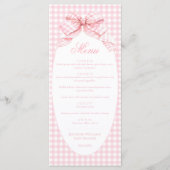 Niedliches Pink Bow Coquette Baby Girl Duschmenü Menükarte (Vorderseite)