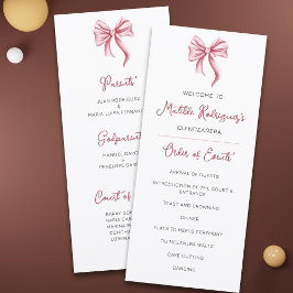 Niedliches Pink Bow Quinceñera Celebration Program