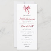 Niedliches Pink Bow Quinceñera Celebration Program (Vorderseite)