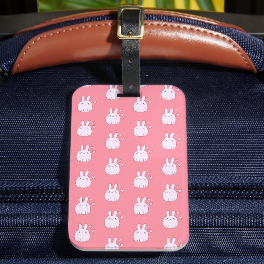 Niedliches Pink Bunnies-Muster Gepäckanhänger (Vorderseite Insitu 2)