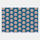 Niedliches Pink Burger and Fries Pattern Wrapping Geschenkpapier Set (Vorderseite 2)