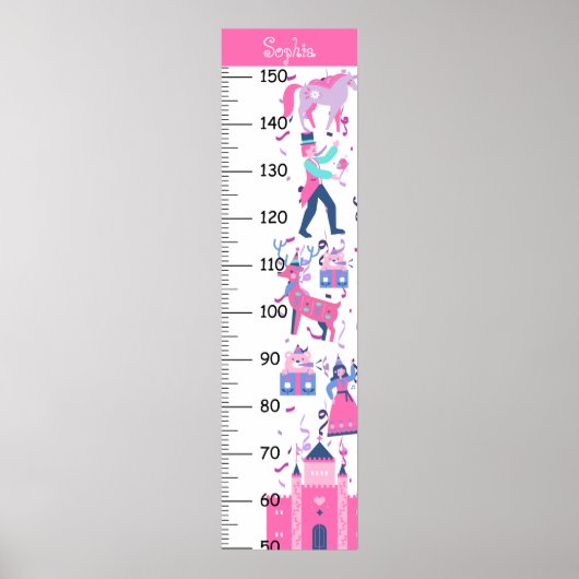 Niedliches Pink Castle Growth Chart Poster (Vorne)