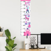 Niedliches Pink Castle Growth Chart Poster (Heimbüro)