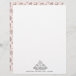 Niedliches Pink Cupcake Bäckergeschäft Briefbogen