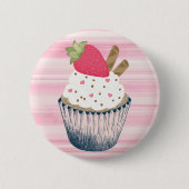 Niedliches Pink Cupcake Button Button für sie (Vorderseite)