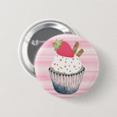 Niedliches Pink Cupcake Button Button für sie (Vorne & Hinten)